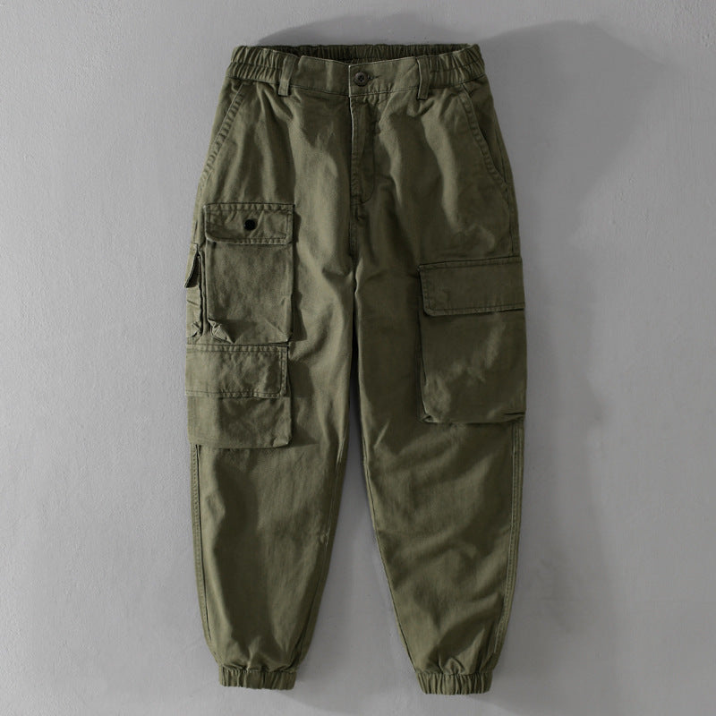 Men's Utility Cargo Joggers with Reinforced Leg Pockets and Elastic Ankle Cuff Chichicherry