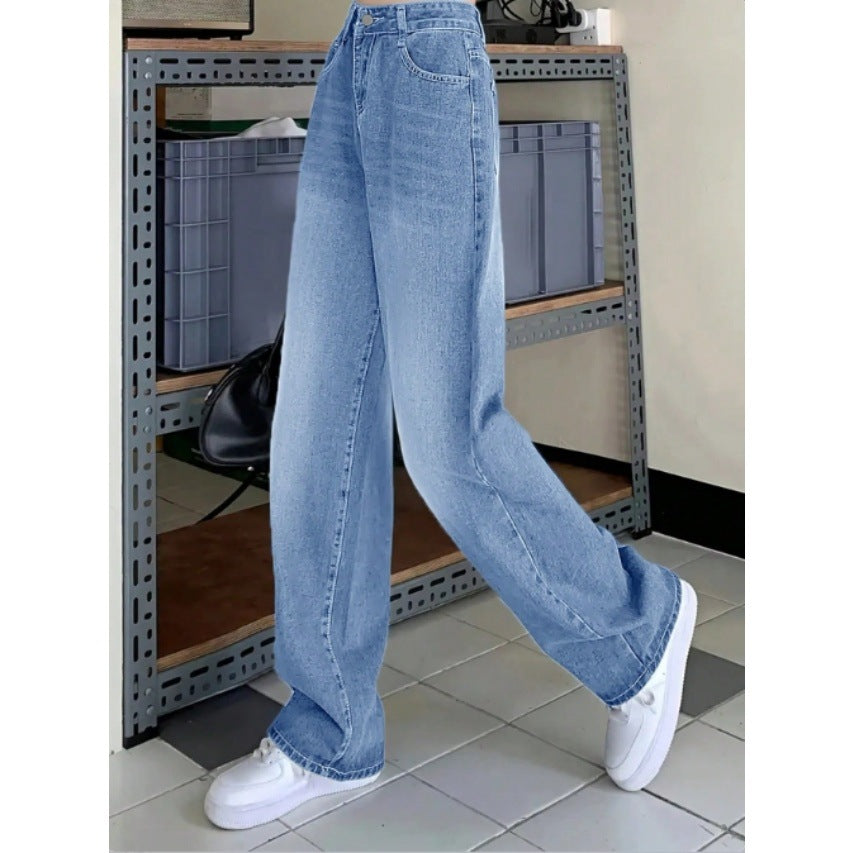 Women's wide High-Waist Baggy jeans with straight leg Chichicherry