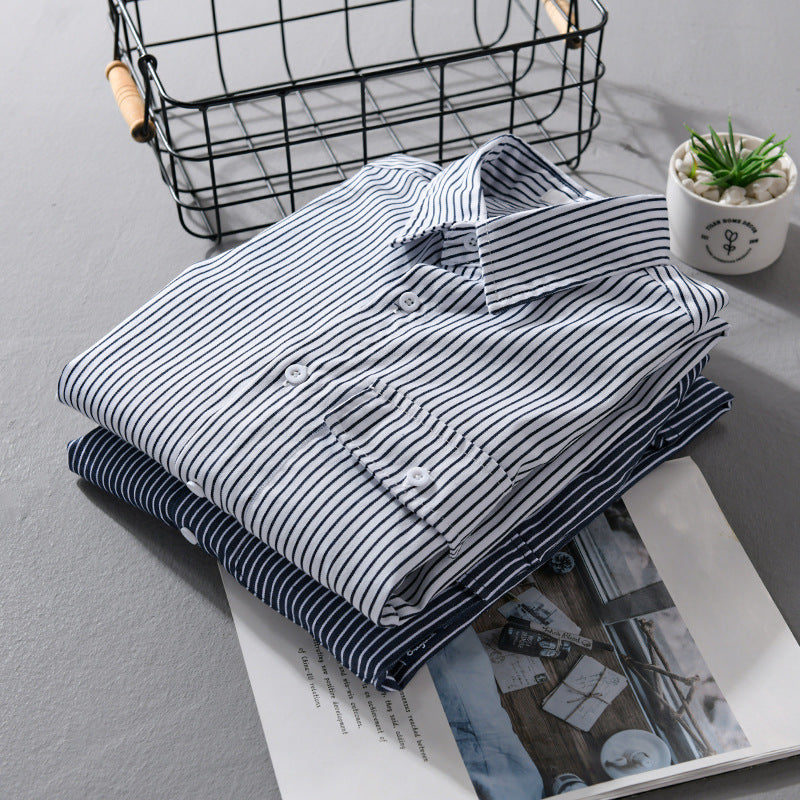 Men's Lightweight Striped Shirt Jacket Overshirt made of Cotton-Linen Blend with Pocket Chichicherry