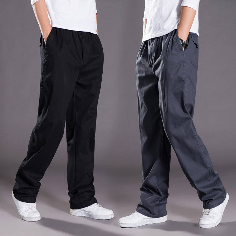 Men's Relaxed-Fit Casual Chino Pants with Elastic Drawstring, Pre-shaped Waistband, and Straight Leg Chichicherry