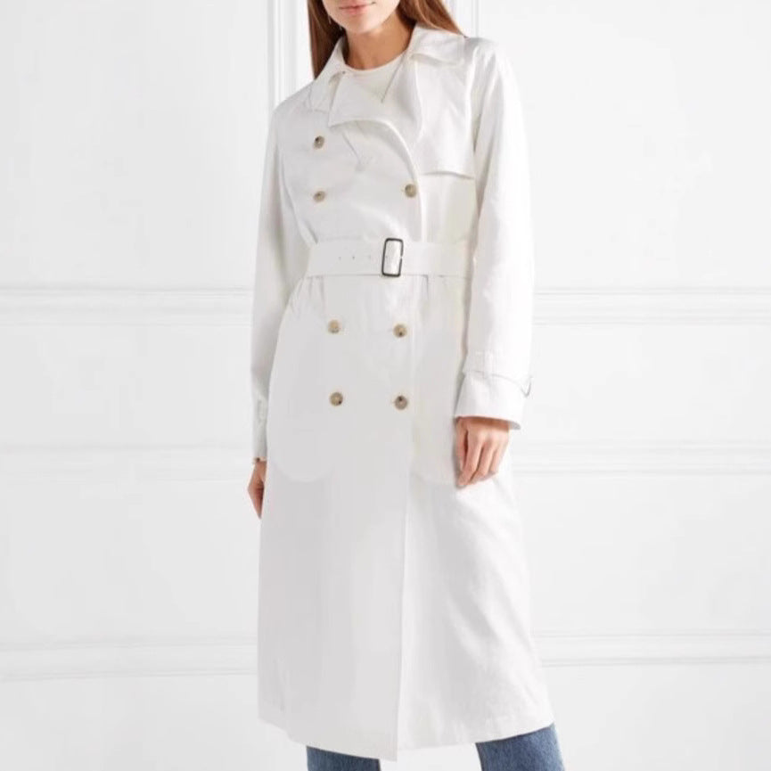 Women's Mid-Length Single-Breasted Trench Coat with Storm Flap and Adjustable Cuffs Chichicherry