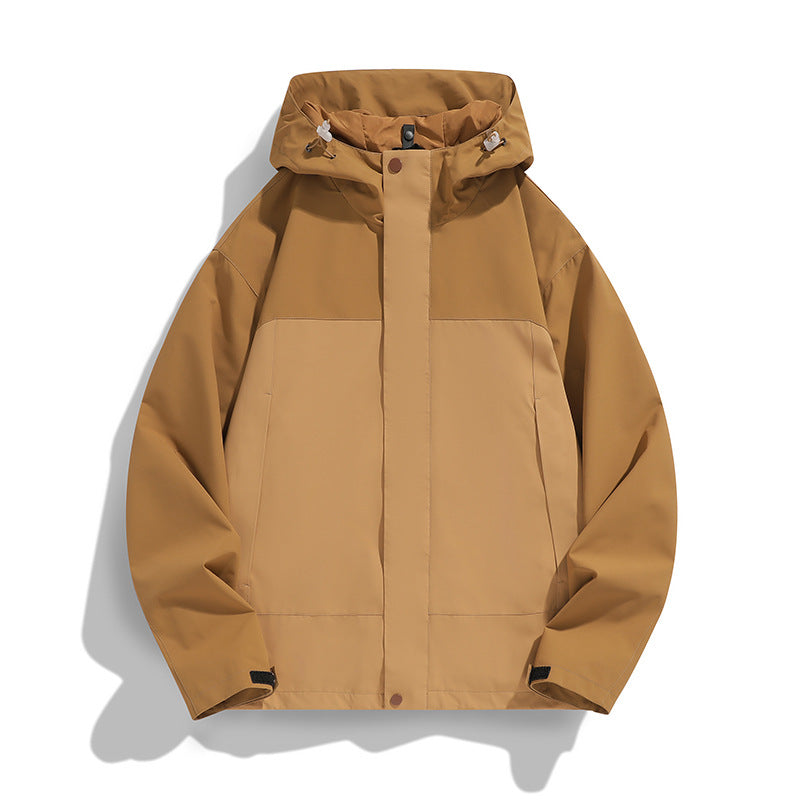Men's Two-Tone Softshell Field Jacket with Hood, Windproof Outer Material and Minimalist Side Pockets Chichicherry