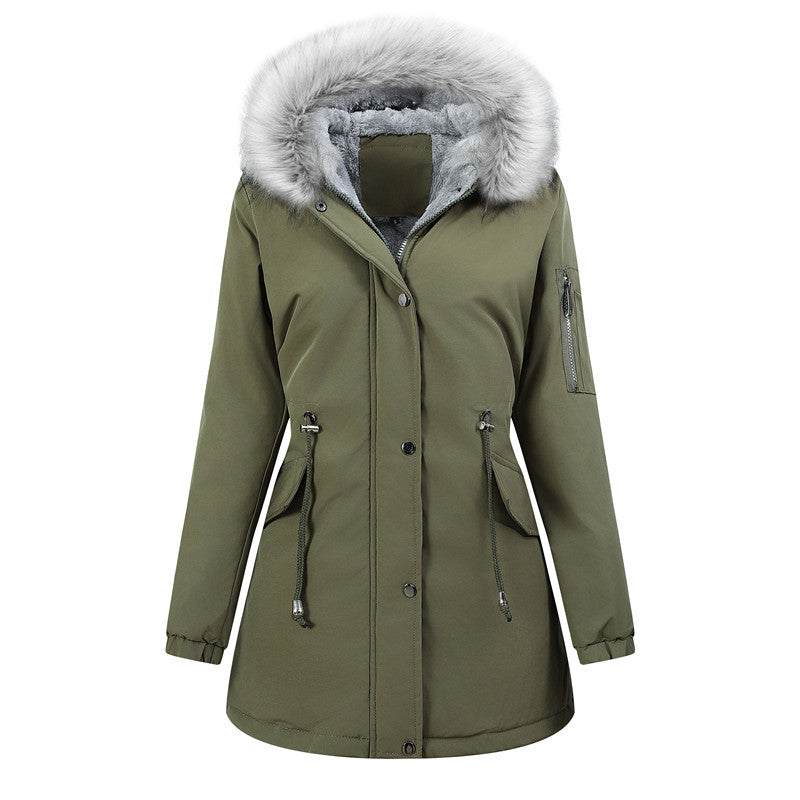 Women’s Thermo Parka with Sherpa Lining, Faux Fur Hood and Tailored Drawstring Chichicherry