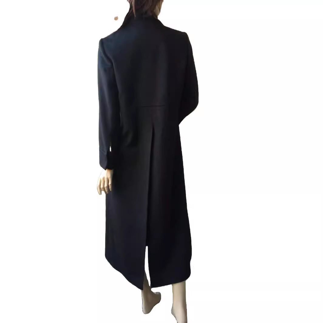 Ladies Floor-Length Single-Breasted Coat with Split and Tailored Silhouette Chichicherry