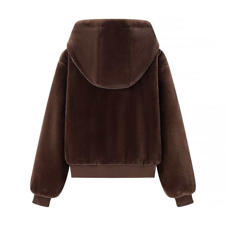 Ladies reversible hooded blouse with plush and fleece side Chichicherry