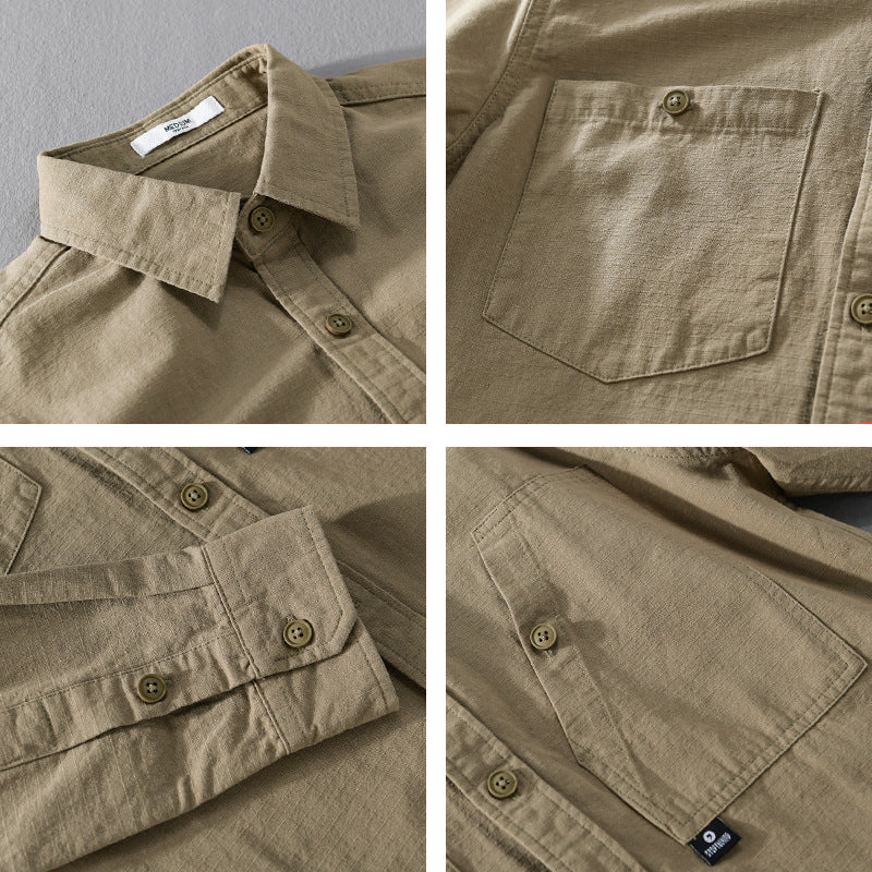 Men's lightweight shirt jacket overshirt made of cotton twill with asymmetrical chest pocket and loose fit Chichicherry