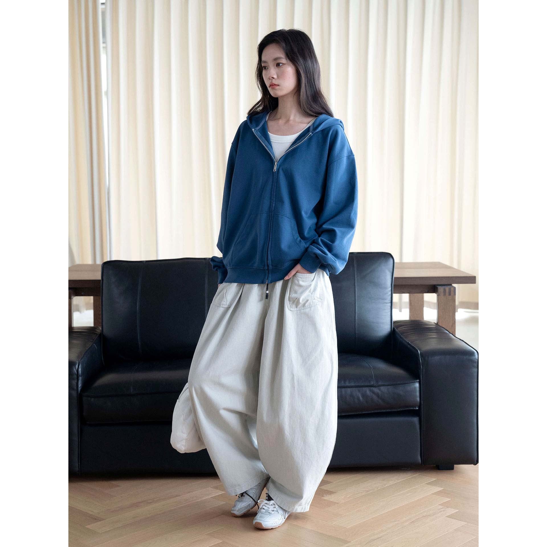 Women's Wide High-Waist Culotte Pants with Elastic Waistband and Applied Pockets Chichicherry