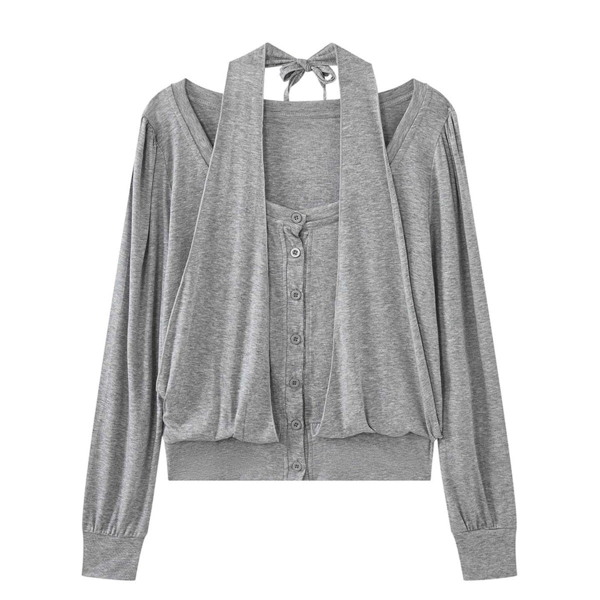 Women's Casual Viscose-Mix Button Jacket with Drawstring and Side Pockets Chichicherry