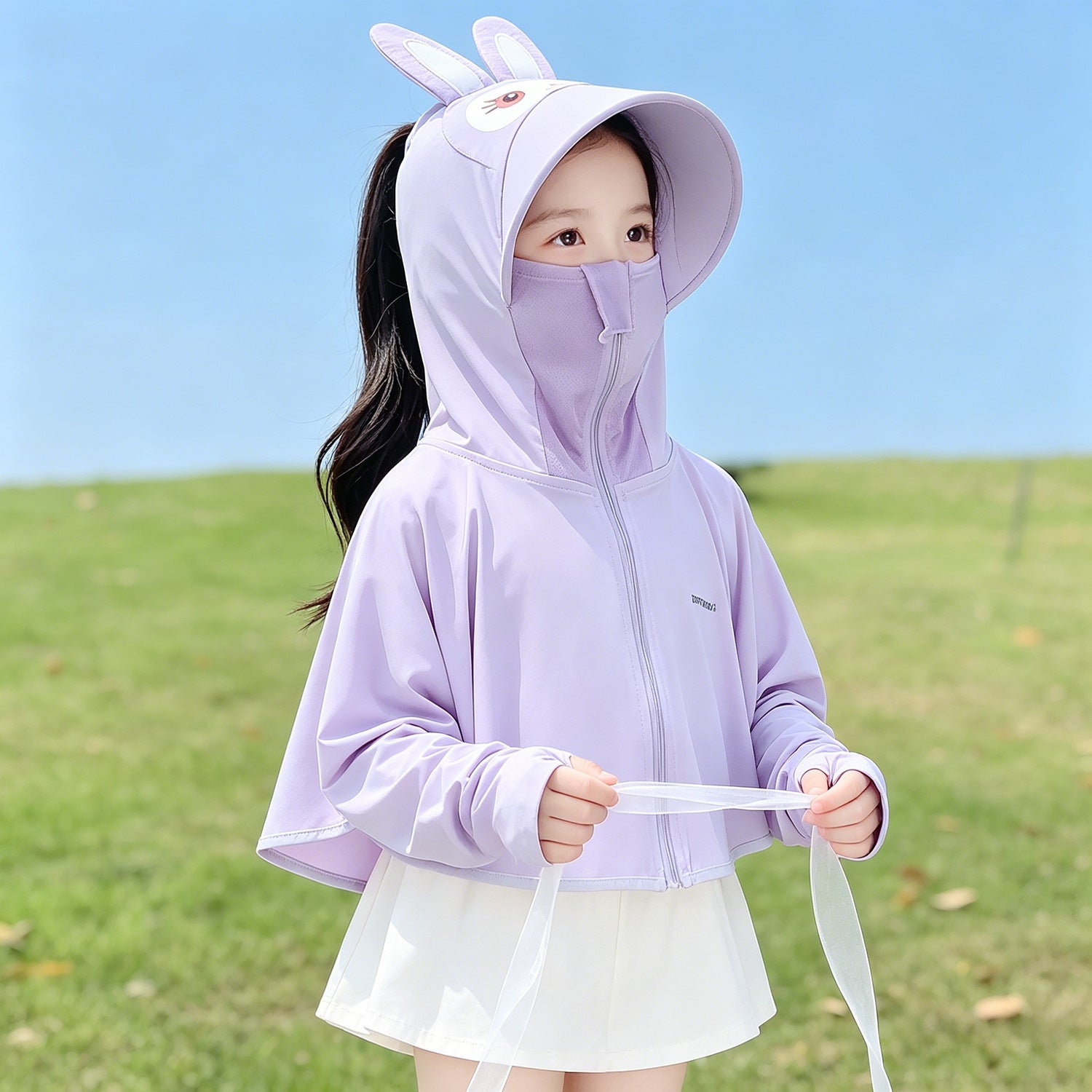 Girl multifunctional sun jacket with integrated hood Chichicherry