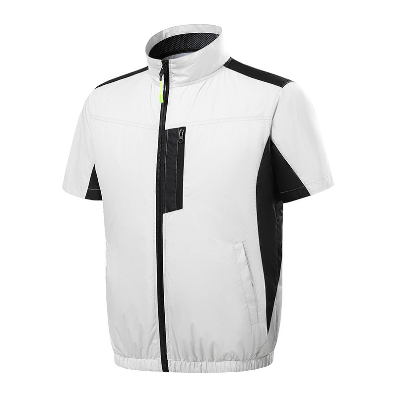 Men's short sleeve ventilation jacket with integrated USB fans and breathable mesh lining Chichicherry