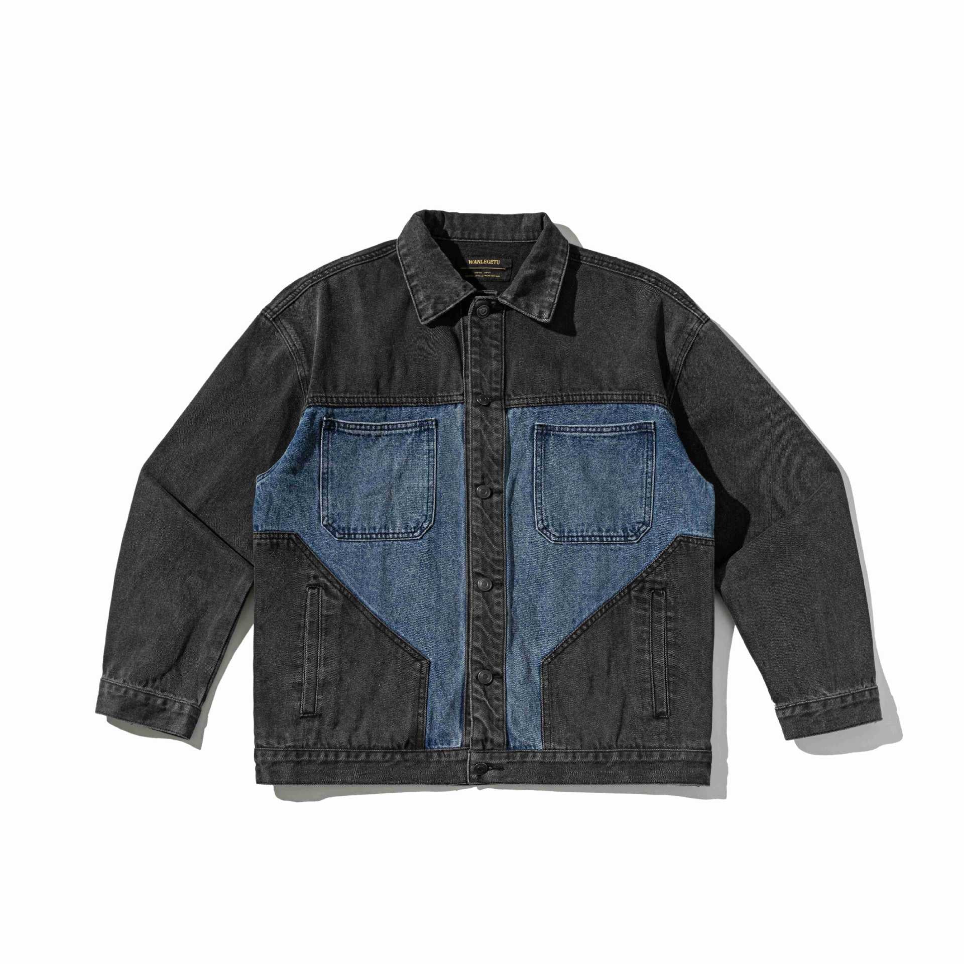 Unisex Denim Workwear Overshirt in a boxy fit with contrasted chest pockets Chichicherry
