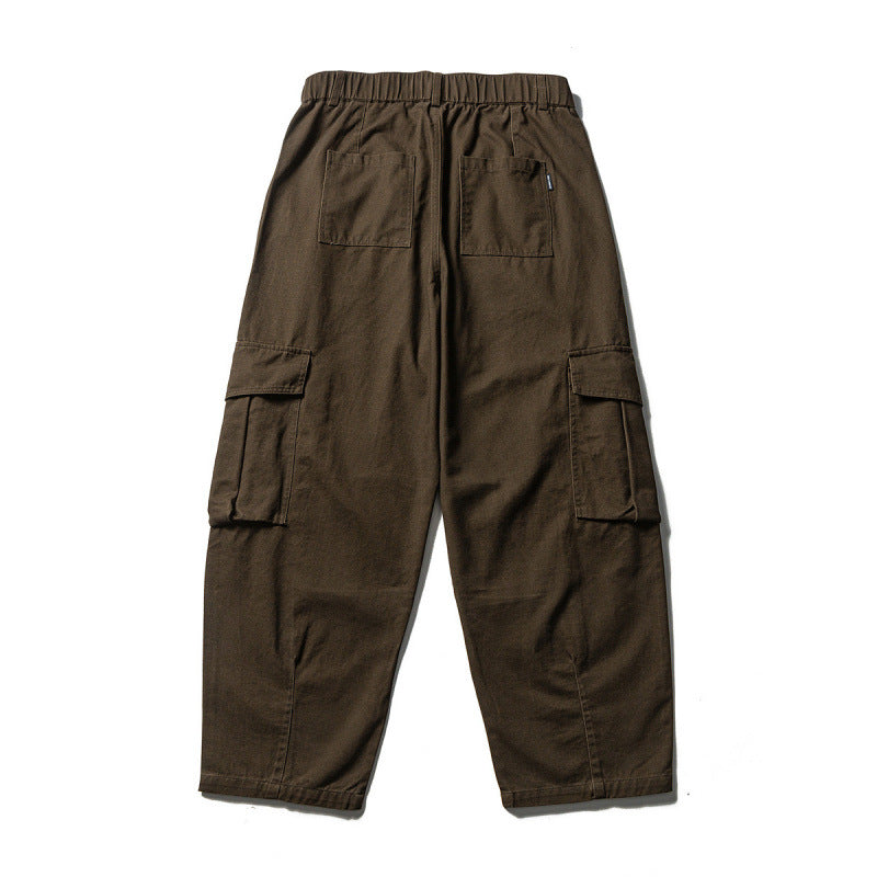 Men's Wide Utility Cargo Pants in Baggy Cut with Multiple Pockets and Reinforced Knee Areas Chichicherry