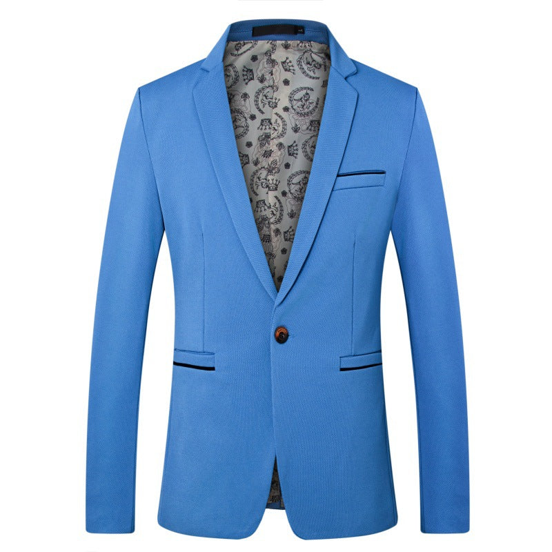 Men's Tailored One-Button Blazer made of structured cotton blend with satin lining and notch collar Chichicherry