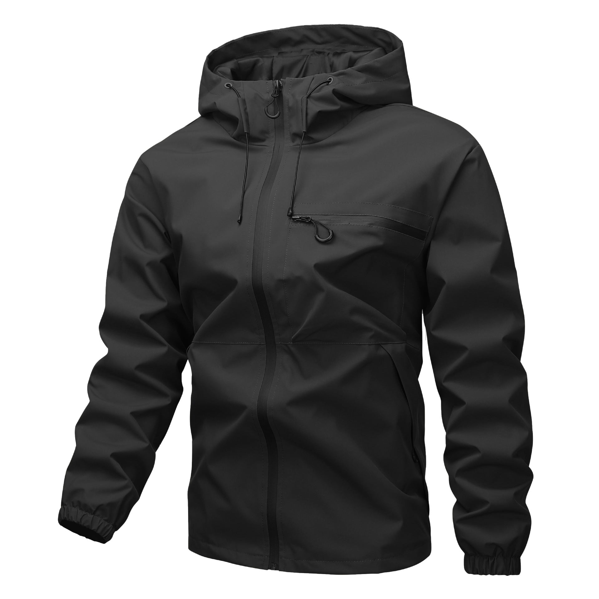 Unisex Water-repellent Softshell Rain Jacket with Taped Seams, Hood & Waterproof Chest Pocket Chichicherry