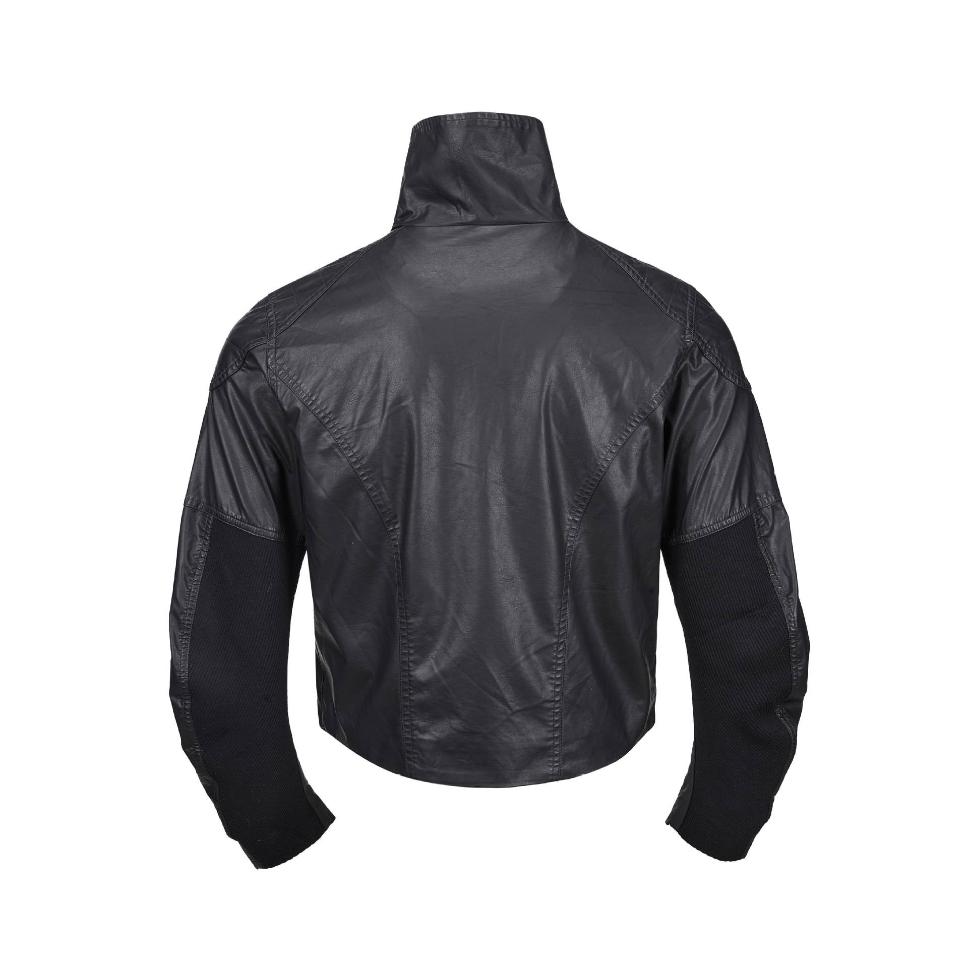 Men's leather-look blouson with high stand-up collar and zip chest pockets Chichicherry