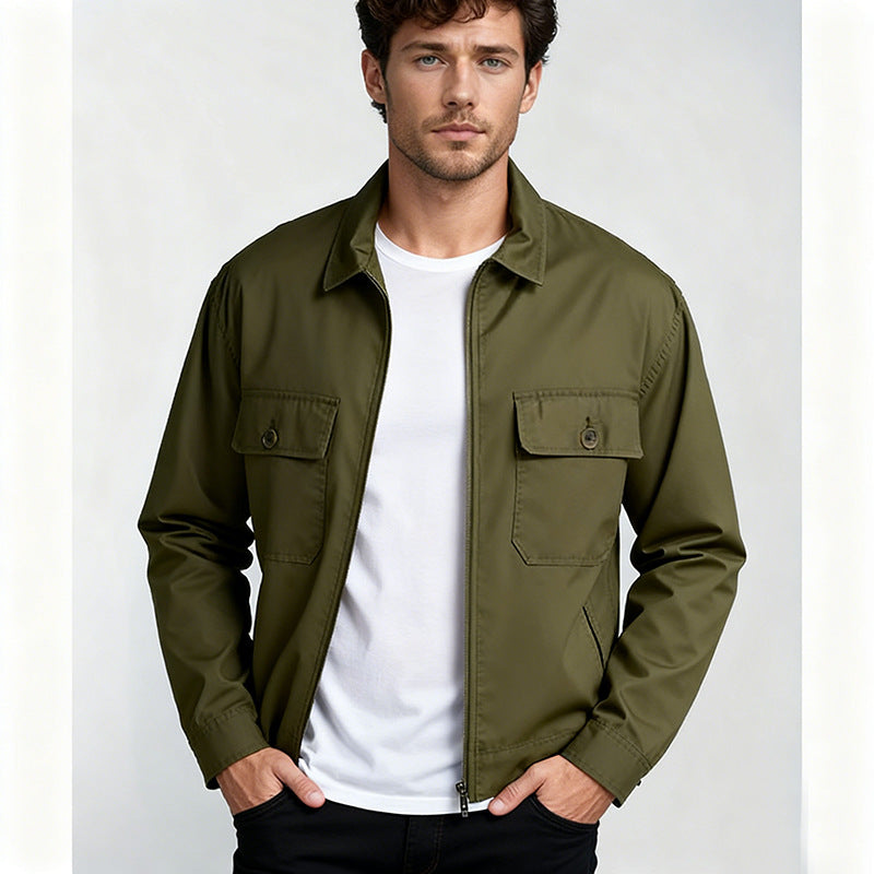 Men's overshirt in workwear style with full zip and patch chest pockets Chichicherry