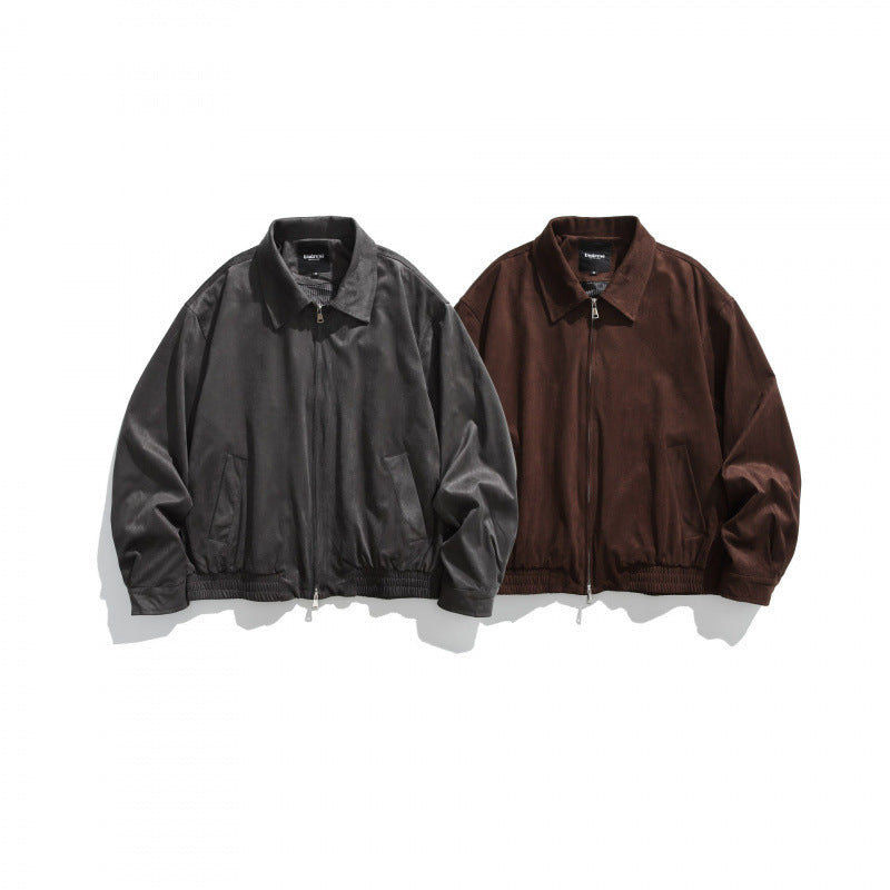 Men's short bomber-style jacket made of microfiber suede with zipper Chichicherry
