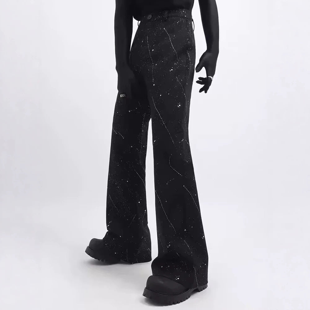 Men's Wide-Cut Jeans with Abstract Pattern Chichicherry