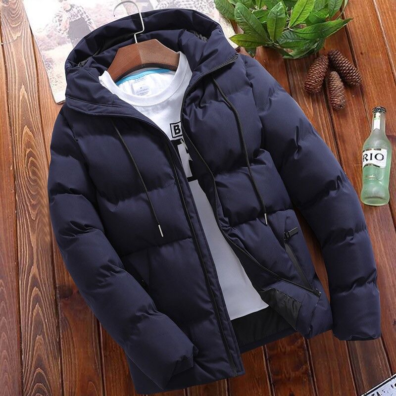Men's padded hooded quilted jacket with windproof thermal filling and modern slim cut Chichicherry