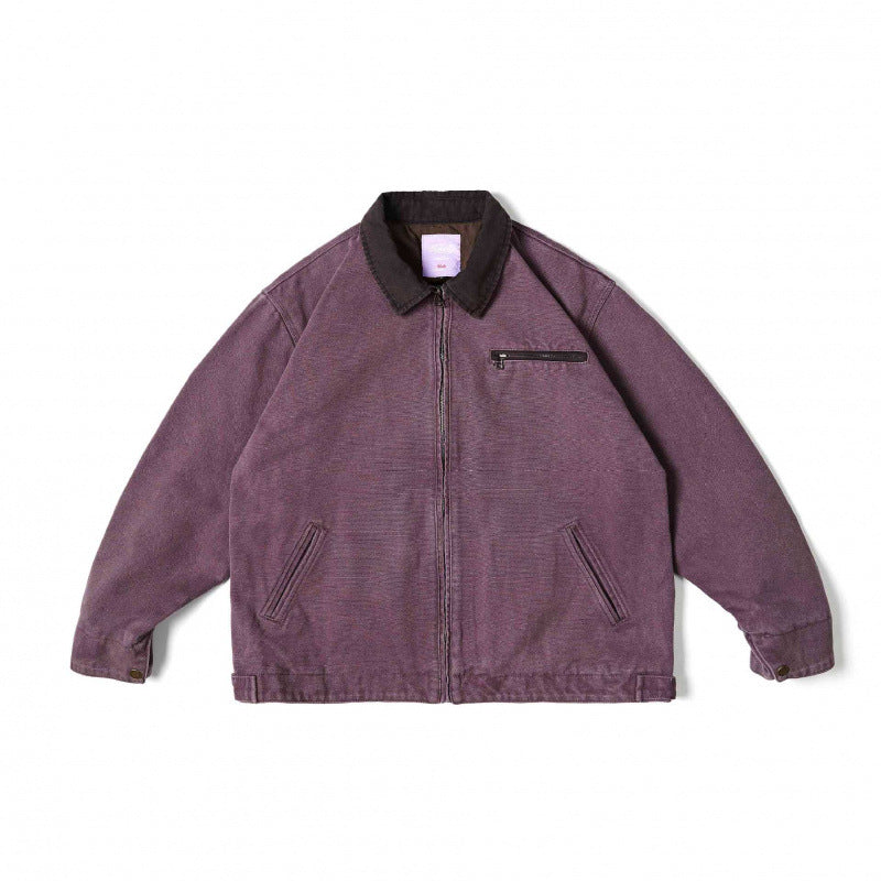 Unisex loose-fitting blouson jacket in worker look with cord collar and chest zipper Chichicherry