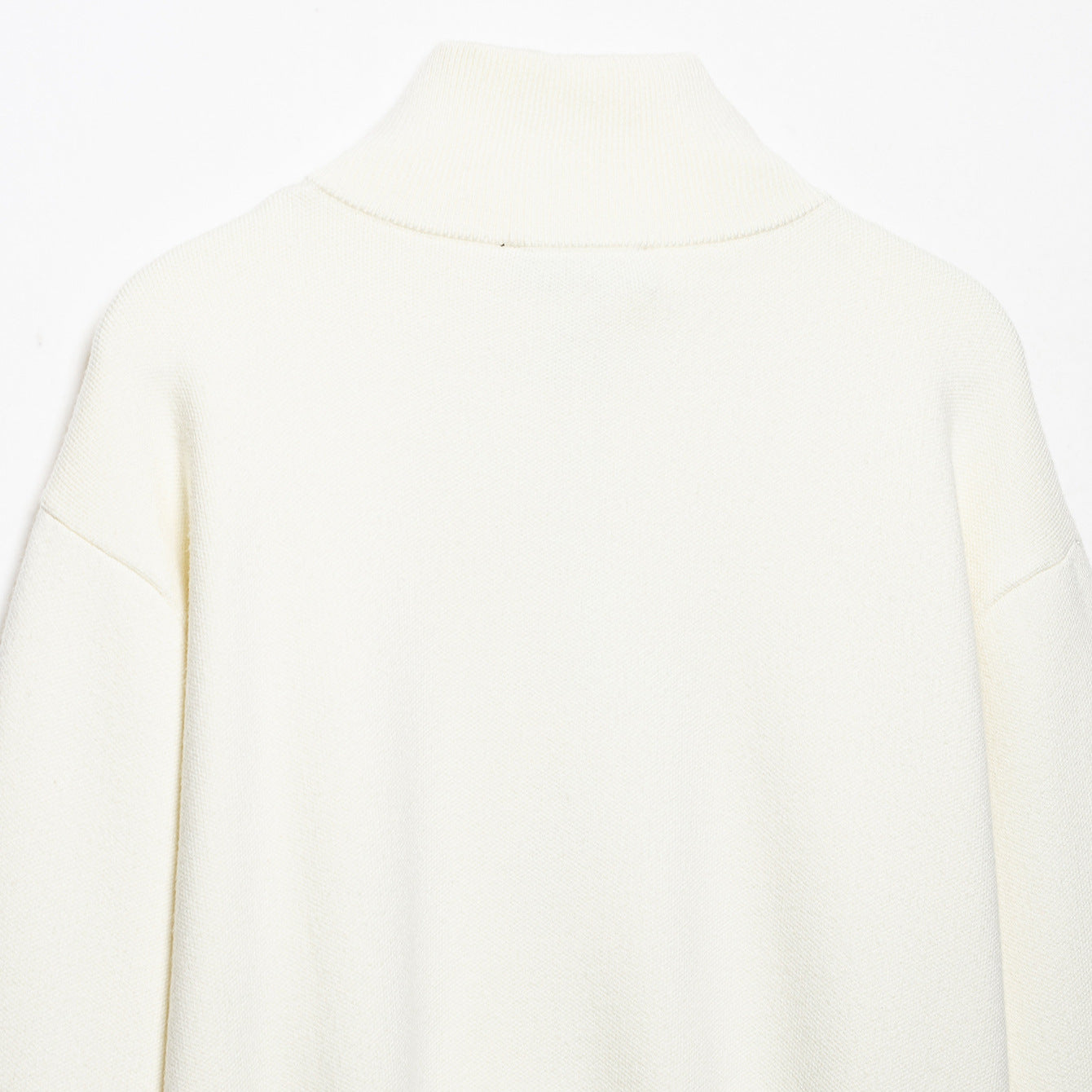 Women's Cropped Oversized Knit Sweater with Half Metal Zipper and Funnel Neck Chichicherry