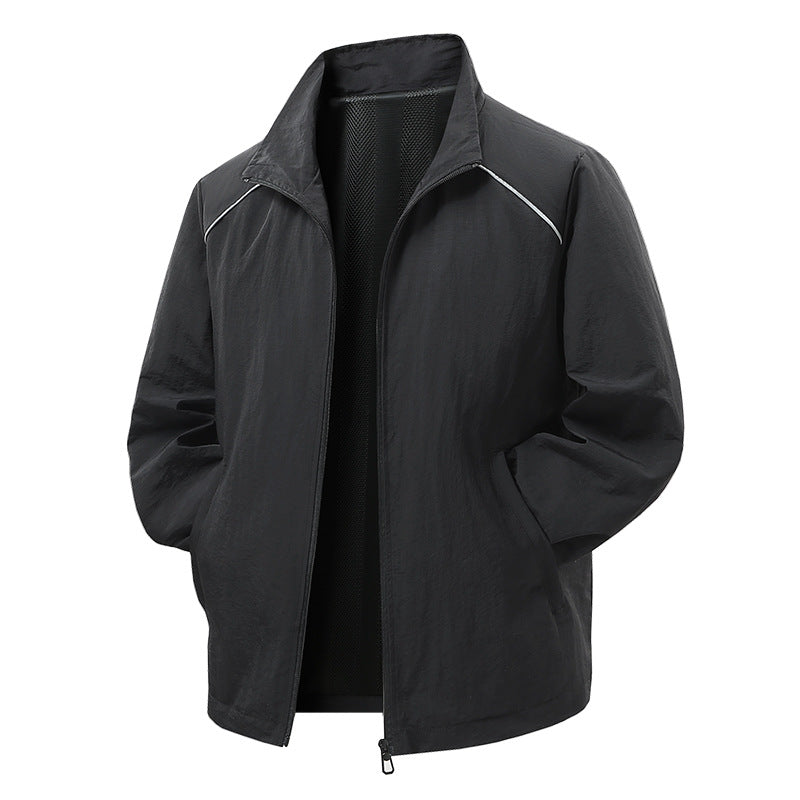 Men's Lightweight Wind and Rain Jacket with Mesh Lining and Reflective Shoulder Piping Chichicherry