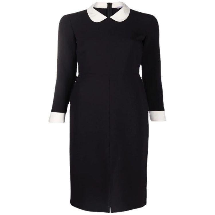 Women's midi dress with Peter Pan collar, tailored fit and long sleeves Chichicherry