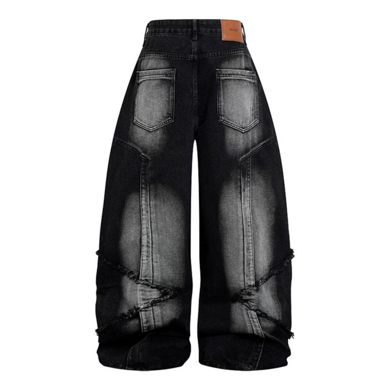Women High-waisted wide Baggy jeans with frayed layered panels and used look Chichicherry