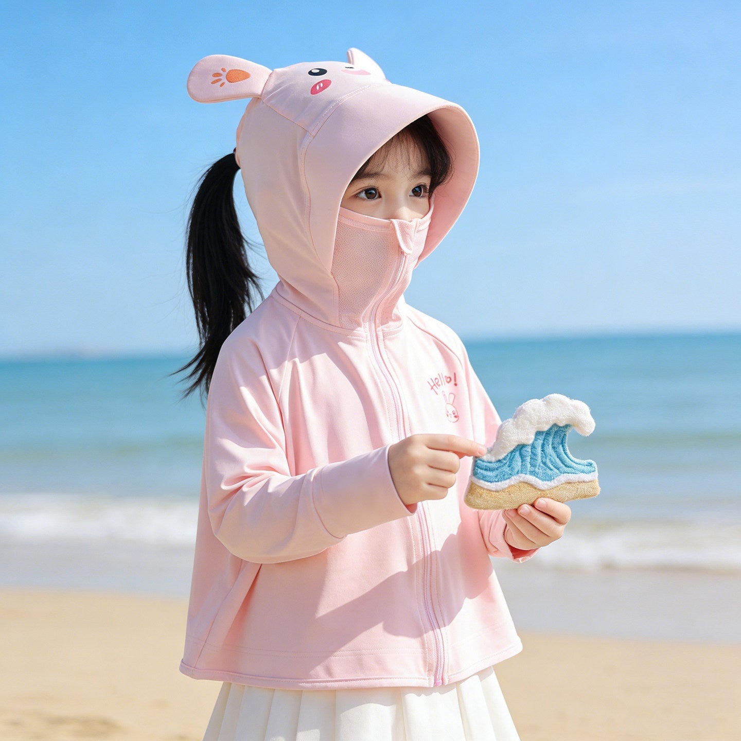 Unisex nan lightweight UV protection sun jacket with hood and thumb hole for children Chichicherry