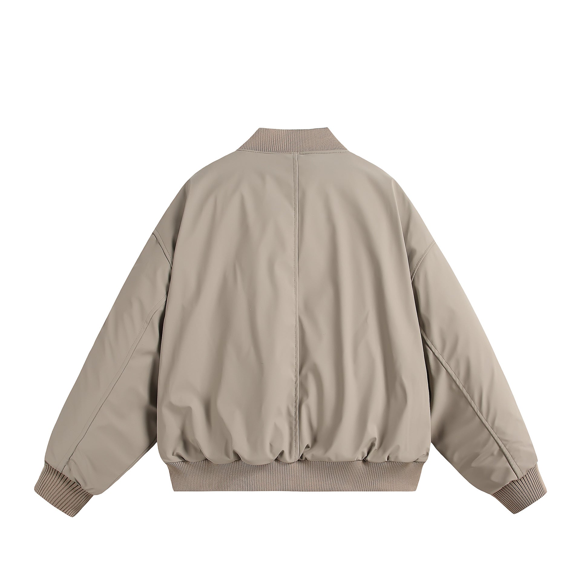 Unisex Short Cut Oversized Puffer Jacket with Utility Arm Pocket and Ribbed Cuffs Chichicherry