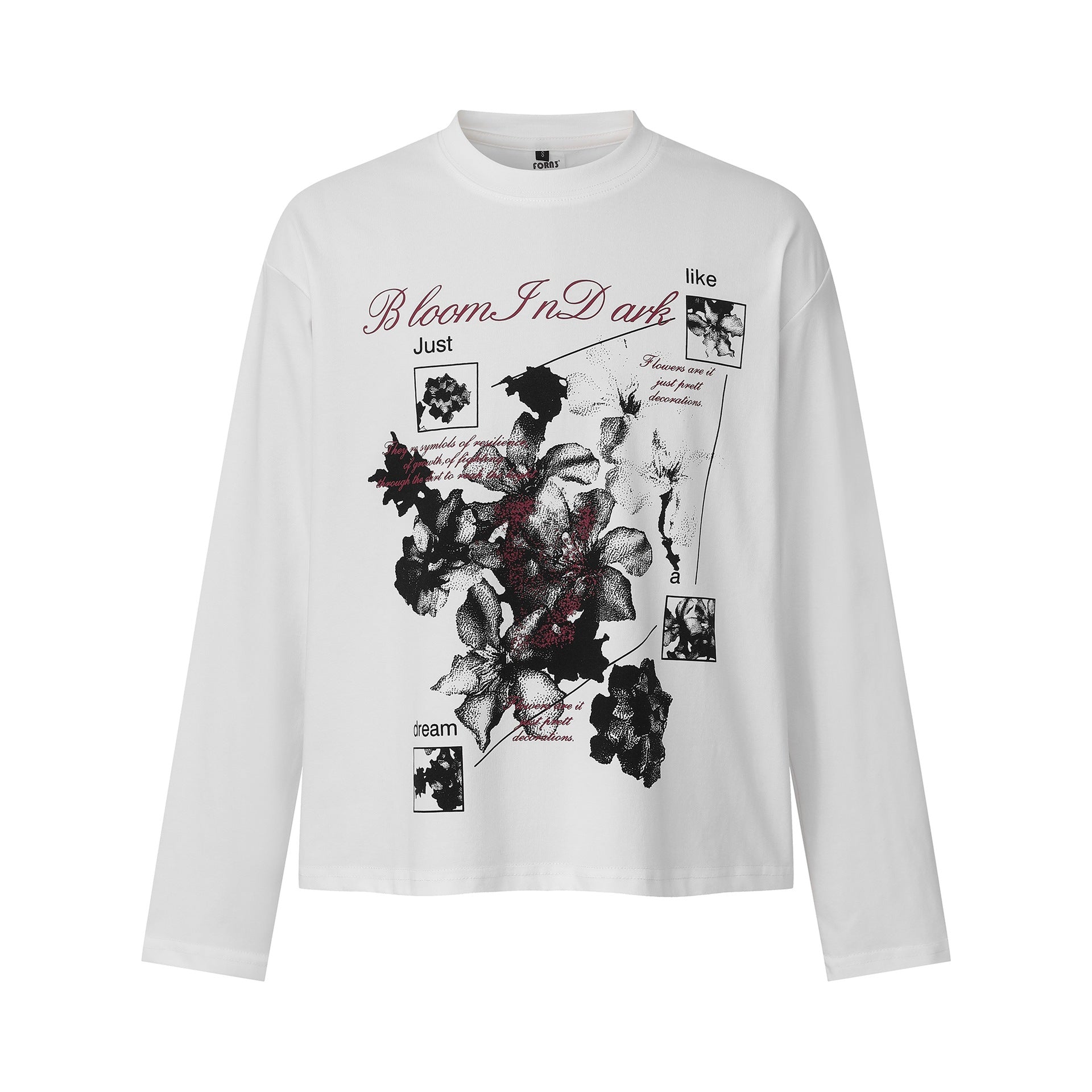 Women's long-sleeve shirt with floral photo print and oversized boxy cut