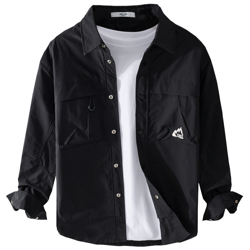 Men's utility overshirt in field style with snap button placket and double chest pockets Chichicherry