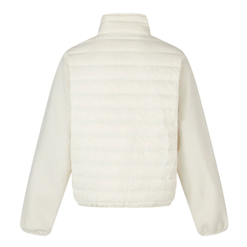Women's quilted hybrid jacket with asymmetrical shawl collar and elastic waistband Chichicherry