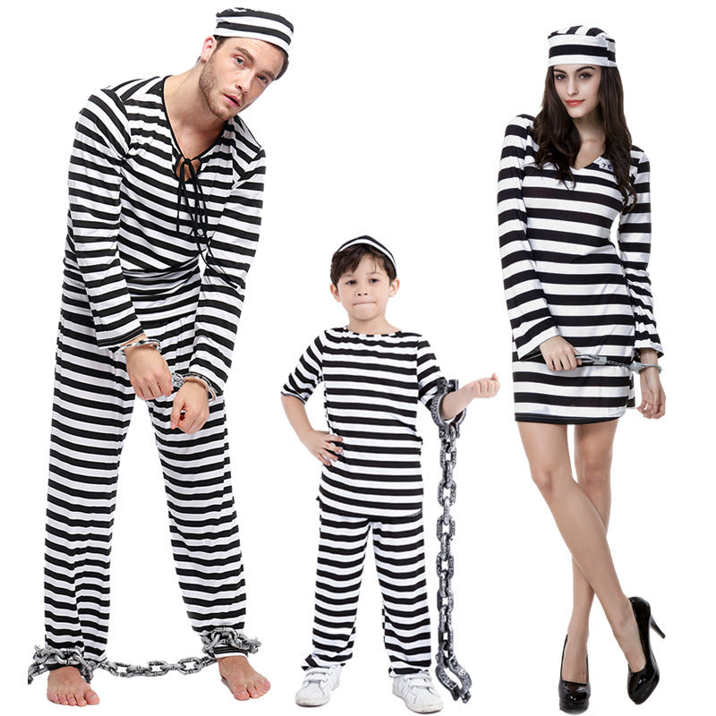 Girl's costume as a prisoner with striped top and pants Chichicherry