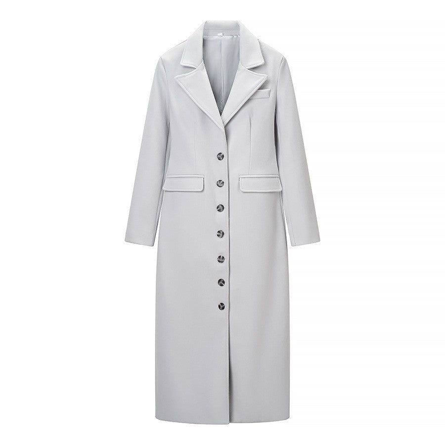Women Longline Coat with tailored silhouette, structured lapel, and vent Chichicherry