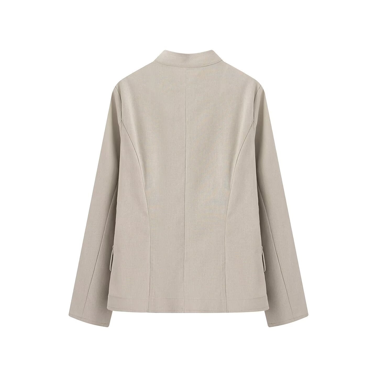 Women's short blazer in military style with stand-up collar and decorative metal buttons Chichicherry