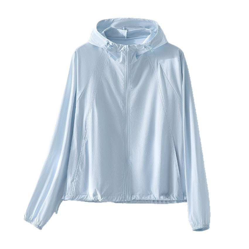Women's Ultralight Hooded Wind Jacket with Raglan Sleeves and Zipper Pockets Chichicherry