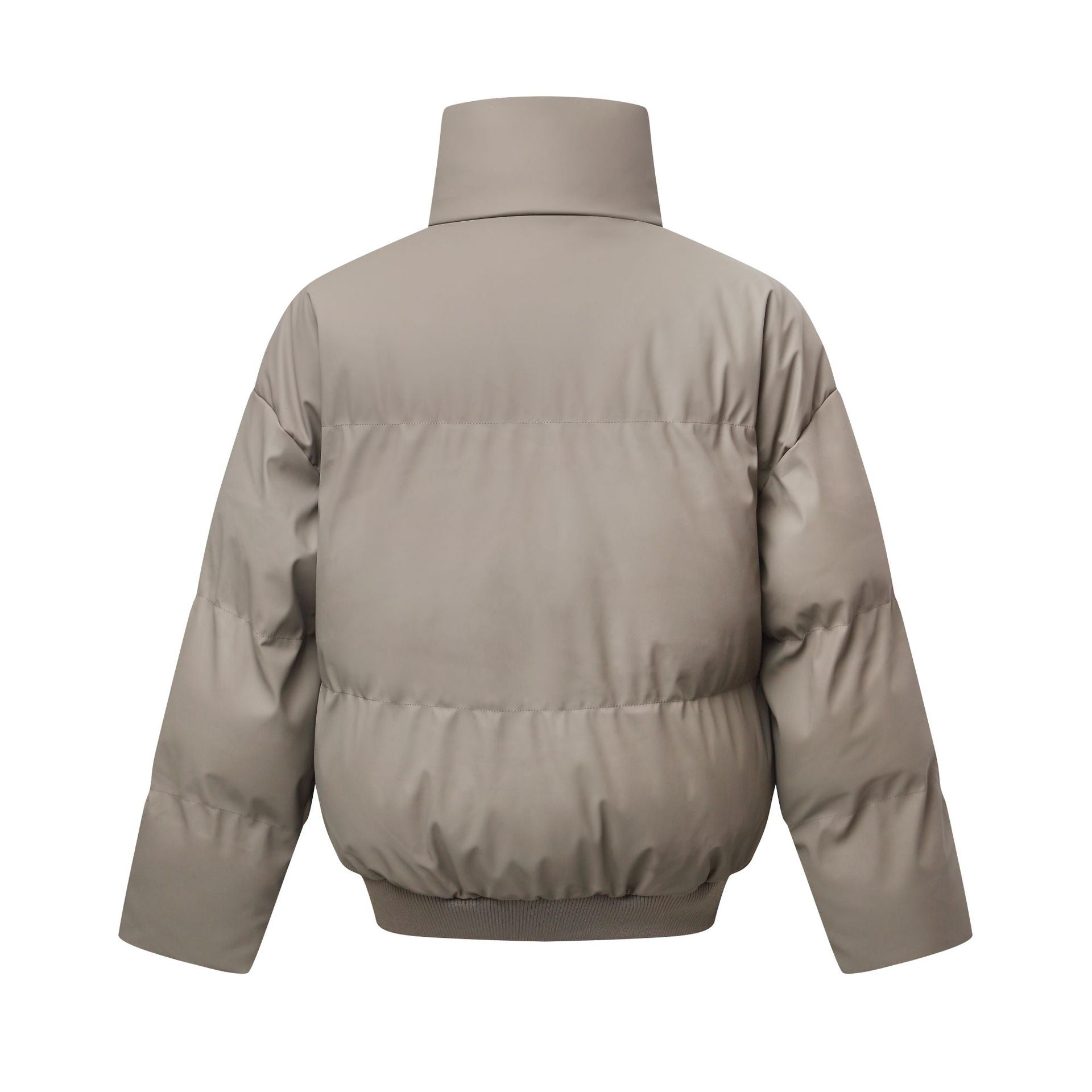 Women's Short Cut Quilted Winter Parka with High Stand Collar and Ribbed Hem Chichicherry