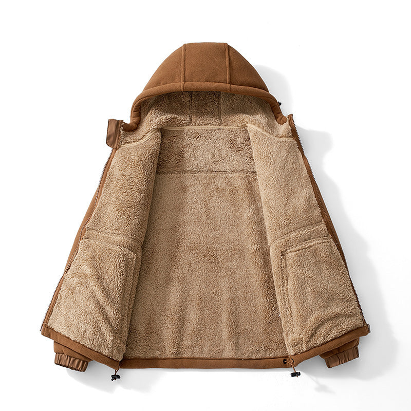 Men's hooded fleece jacket with teddy inner lining, full zip and windproof cuffs Chichicherry