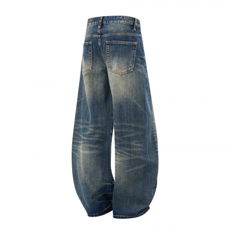 Ladies High-Waist Balloon Jeans with Used Wash and Wide Statement Leg Chichicherry