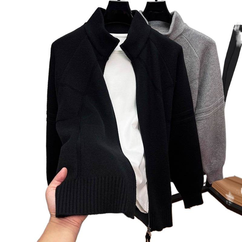Herren Strukturierte Halbzip-Strickjacke mit Stehkragen und Raglanärmeln Chichicherry
