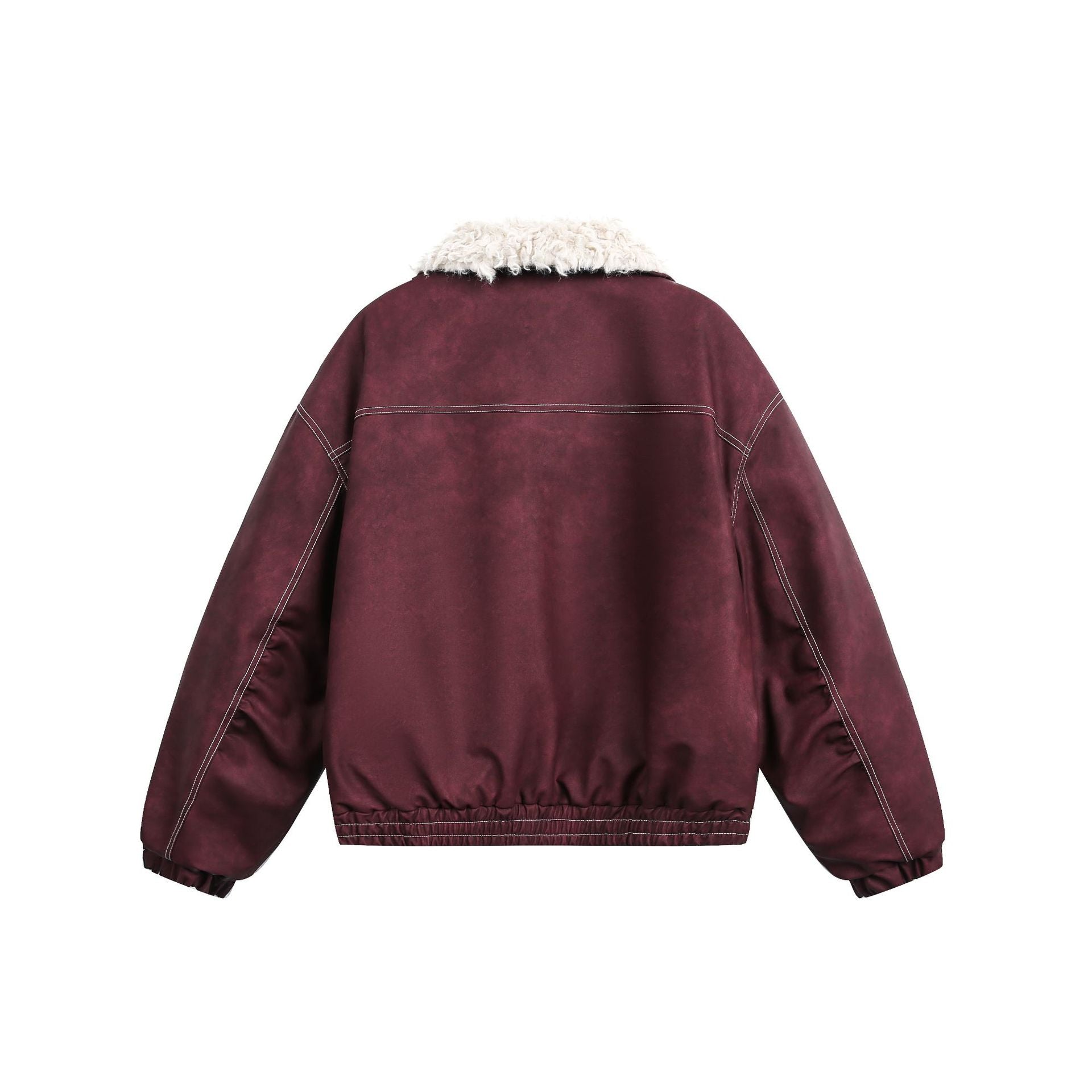 Men's Boxy Suede-Look Blouson with Teddy Lining and High Collar Chichicherry
