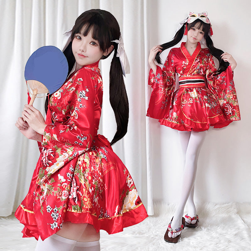 Women’s Kimono Dress with Elegant Sash and Wide Sleeve Chichicherry