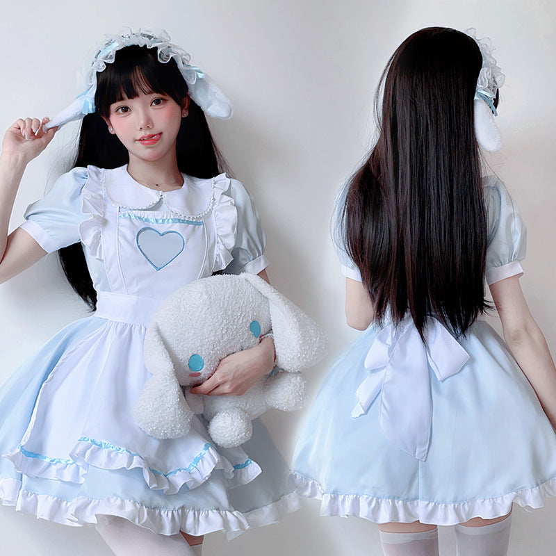 Women's playful costume dress in Lolita style with ruffle details and gathers Chichicherry