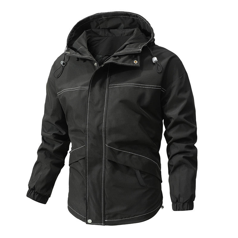 Men's Lightweight Urban Bomber with Stand Collar, Zip Arm Pocket, and Ribbed Cuffs Chichicherry