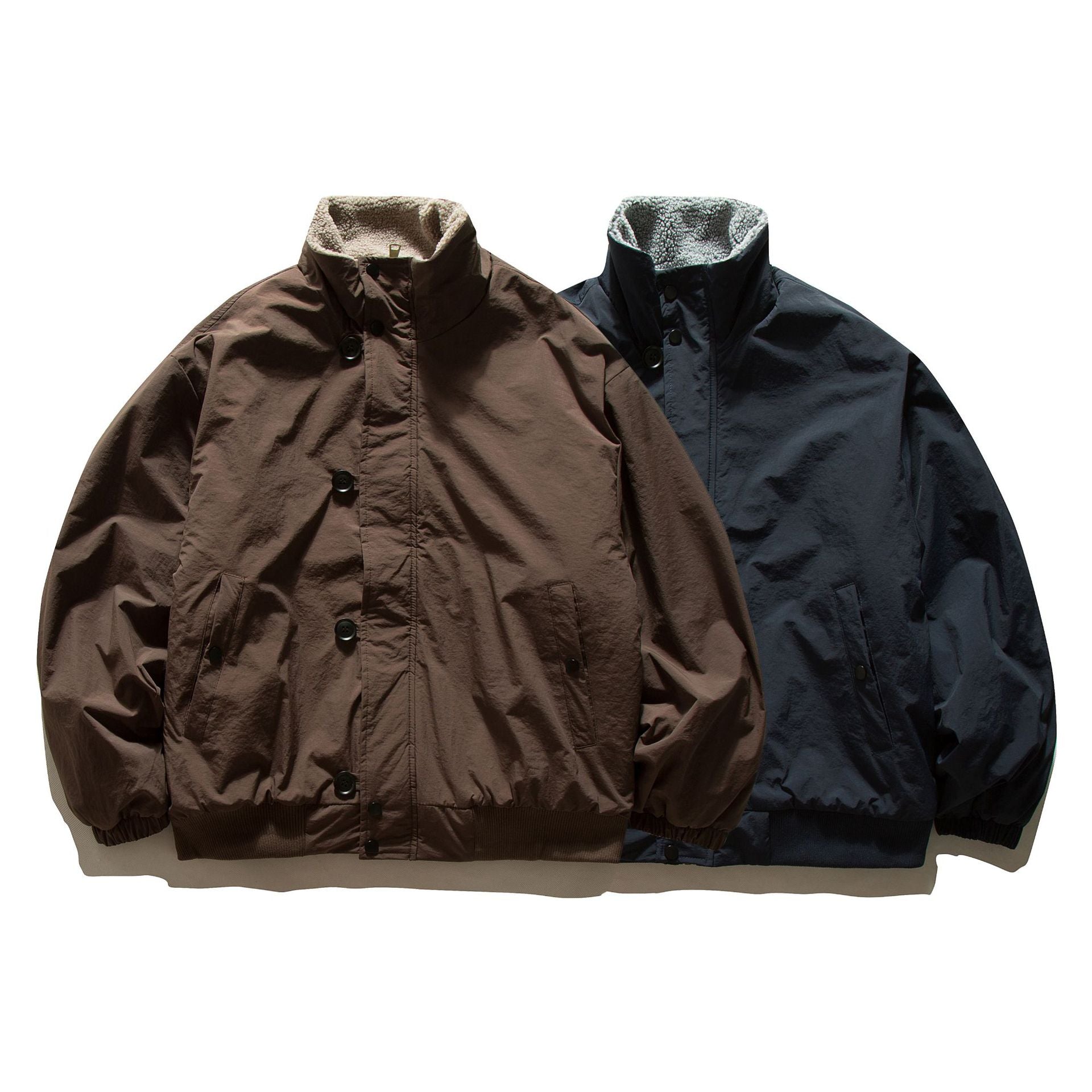 Men's short-cut thermo blouson jacket with high-collar sherpa collar Chichicherry