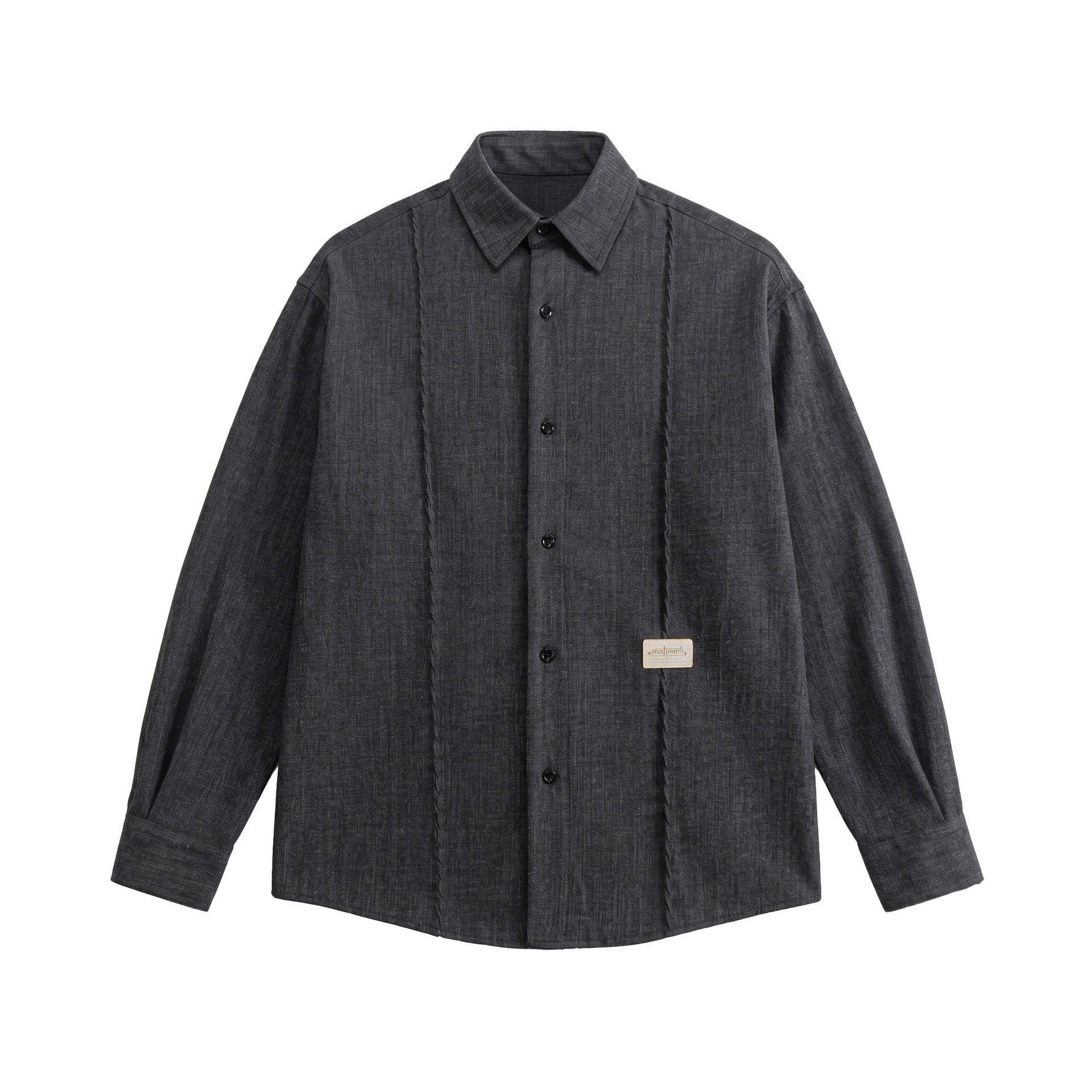Men's Oversized Shirt Jacket in Light Denim Look with Visible Decorative Seams Chichicherry