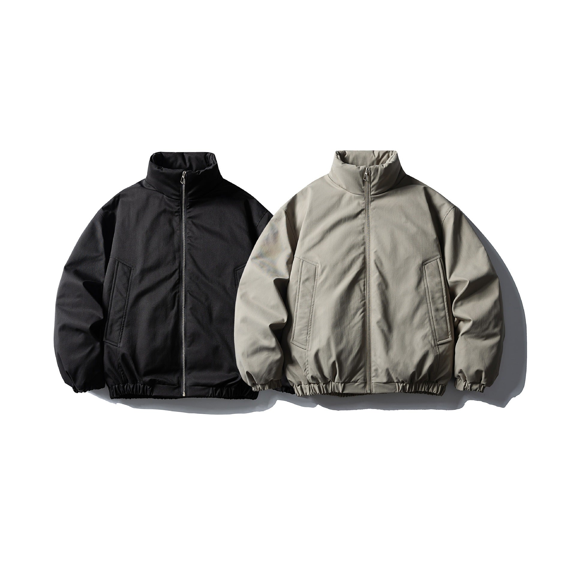 Men's Boxy Short Parka with High Stand Collar, Elastic Hem and Applied Front Pockets Chichicherry