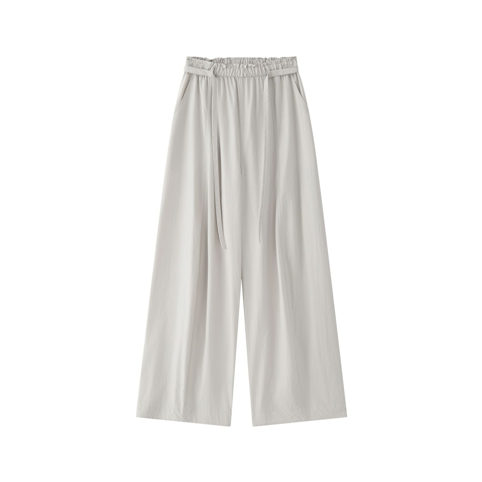 Women's Wide High-Waist Baggy Pants with Drawstring and Division Seams Chichicherry