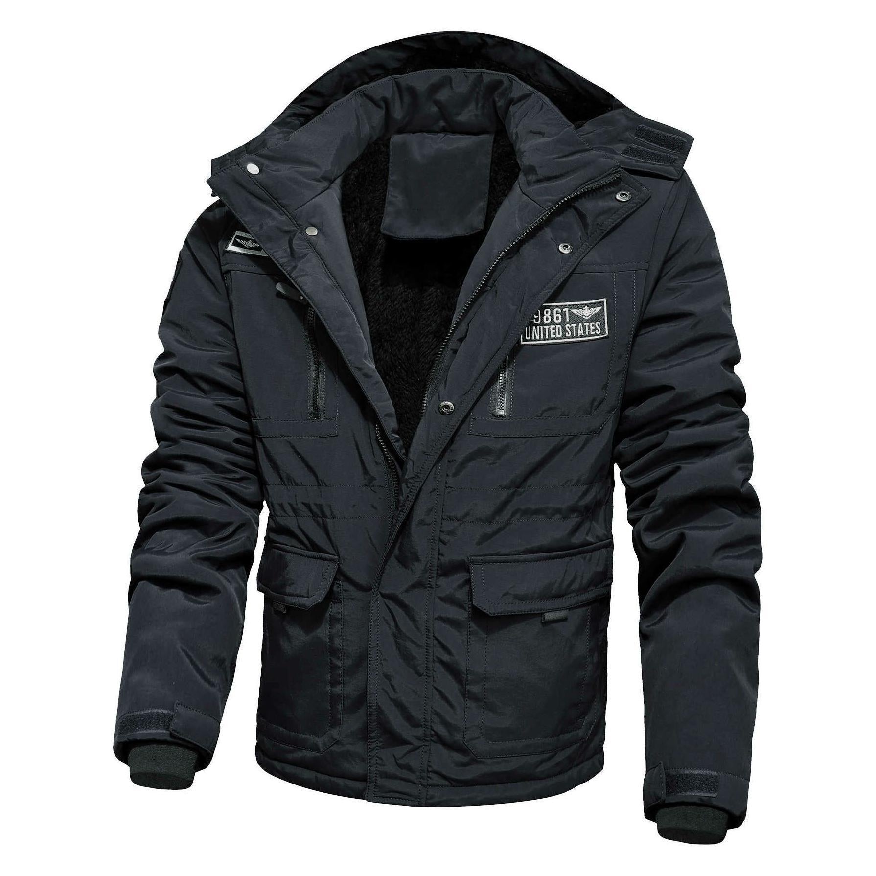 Men's Thermo-Field Jacket with Teddy Fleece Lining, Utility Pockets and Windproof Front Chichicherry